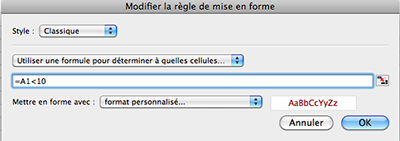 Condition exprimée par une formule