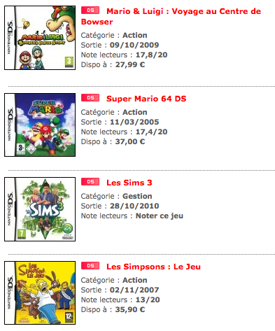 Jeux DS