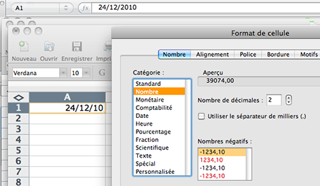  Date en nombre